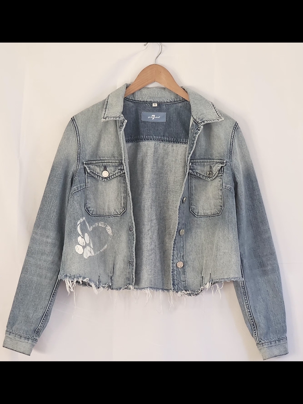 7 For All Mankind Light Blue Denim Jacket - Picture 3 of 15